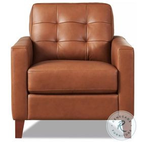 Cassian Nutmeg Leather Upholstered Accent Chair