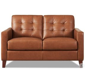 Cassian Nutmeg Leather 56" Loveseat