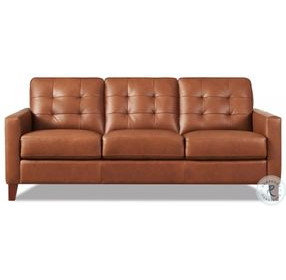 Cassian Nutmeg Leather 80" Sofa