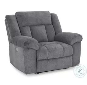 Tip Off Slate Power Recliner with Adjustable Headrest