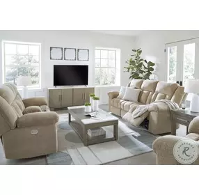 Tip Off Wheat Power Reclining Living Room Set with Adjustable Headrest