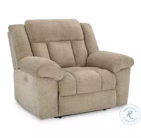 Tip Off Wheat Power Recliner with Adjustable Headrest