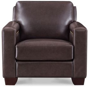 Kathleen Brown Leather Upholstered Lounge Chair with Nailhead Trim