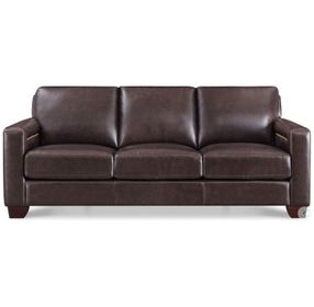 Kathleen Brown Leather 84" Sofa with Nailhead Trim