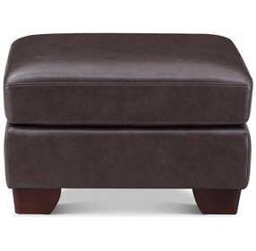 Kathleen Brown Leather Upholstered Rectangular Ottoman with Nailhead Trim