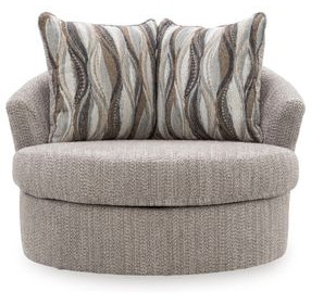 Jasmine Grove Fossil Upholstered Swivel Accent Chair with Pillow