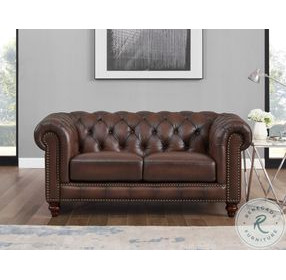 Waverly Caramel Top Grain Leather Loveseat