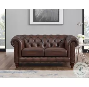 Waverly Caramel Top Grain Leather Loveseat