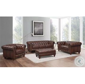 Waverly Caramel Leather Living Room Set with Nailhead Trim