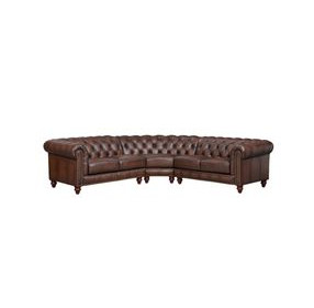 Waverly Caramel Leather 3 Piece Modular Sectional with Nailhead trim