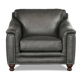 Bexley Ash Leather Upholstered Accent Chair with Nailhead Trim