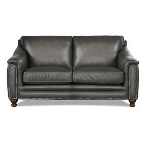 Bexley Ash Leather 67" Loveseat with Nailhead Trim
