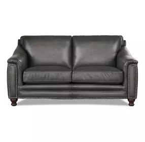 Bexley Ash Leather 67" Loveseat with Nailhead Trim