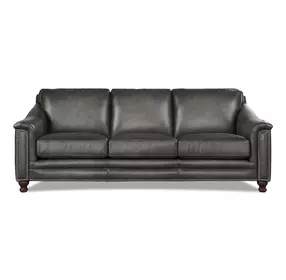 Bexley Ash Leather 92" Sofa with Nailhead Trim