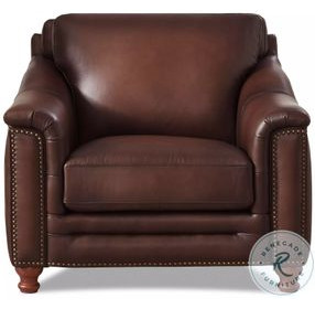 Bexley Caramel Leather Upholstered Accent Chair with Nailhead Trim