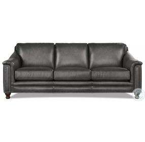 Bexley Ash Leather 92" Sofa with Nailhead Trim