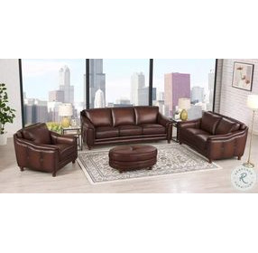Bexley Caramel Leather Living Room Set with Nailhead Trim