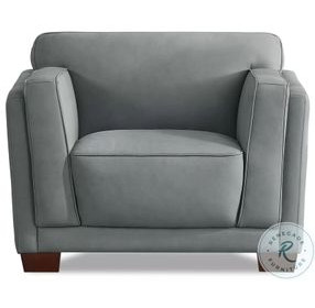 Preston Slate Gray Leather Upholstered Accent Chair