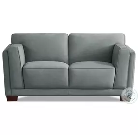Preston Slate Gray Top Grain Leather Loveseat
