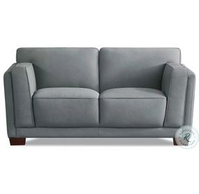 Preston Slate Gray Leather 67" Loveseat