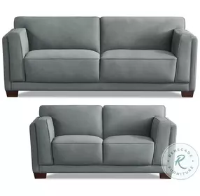 Preston Slate Gray Top Grain Leather Living Room Set