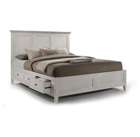 San Mateo Rustic White Queen Storage Panel Bed