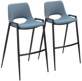 Desi Blue and Black Bar Stool Set of 2