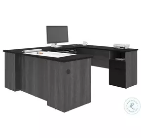 Norma Black And Bark Gray 71" U Shaped Desk