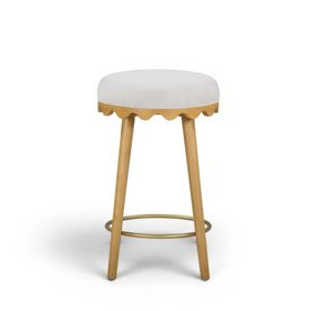 Oodle Cream Performance Vegan Mohair Upholstered Counter Height Stool