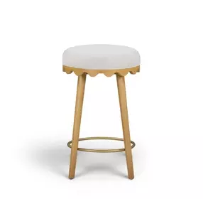 Oodle Cream Performance Vegan Mohair Upholstered Counter Height Stool