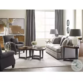 Neo Balance Dopler Walnut And Rolled Steel Bunching Occasional Table Set