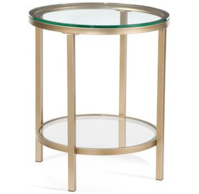 Anderson Antique Gold Round Glass Top End Table