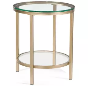 Anderson Antique Gold Round Glass Top End Table
