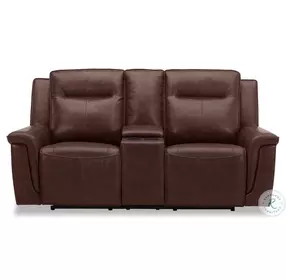 Avery Cognac Leather Power Reclining Console Loveseat