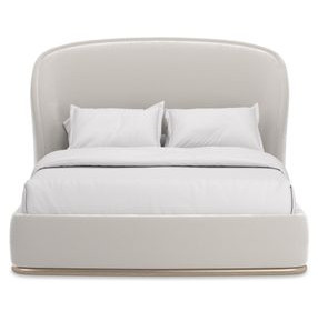 Opal Ivory and Soft Silver Paint Queen Upholstered Panel Bed