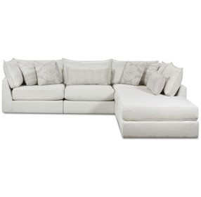 Hobnob Cotton Off White Performance Fabric 5 Piece Modular Sectional with Pillows