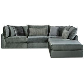 Opal Pine Green 5 Piece Modular Sectional with Pillows