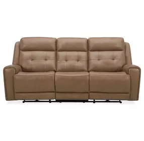 Worthington York Sand Leather 87" Zero Gravity Power Reclining Sofa with USB Charging