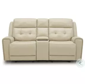 Carrington Baja Stone Leather Power Reclining Loveseat