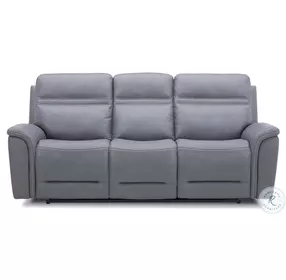 Cooper Bleu Gray Leather Triple Zero Gravity Power Reclining Sofa with Articulating Headrest