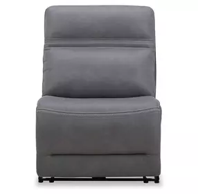 Cooper Blue Gray Leather Armless Power Recliner