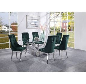 Dekel Stainless Steel Rectangular Glass Top Dining Room Set