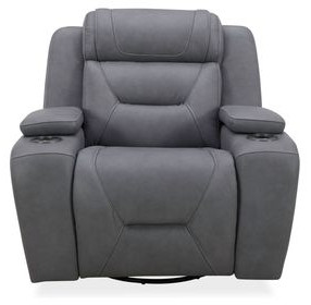 Langford Aline Blue Gray Leather Glider Power Recliner with USB Charging and LED