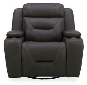 Langford Aline Coal Leather Glider Power Recliner with USB Charging and LED