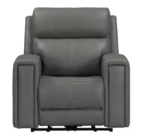 Camden Aline Light Gray Leather Triple Power Zero Wall Recliner with USB Charging