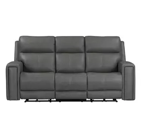 Camden Aline Light Gray Leather 89" Triple Power Zero Wall Reclining Sofa with USB Charging