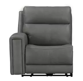 Camden Aline Light Gray Leather Triple Power Zero Wall LAF Power Recliner with USB Charging