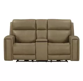 Camden Aline Toast Leather 78" Triple Power Zero Wall Reclining Loveseat with Console and USB Charging