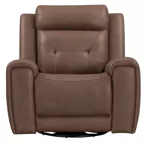 Kingswell Aline Saddle Leather Glider Power Recliner with USB Charging
