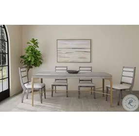 Nylah Platinum And Brushed Gold Dining Room Set